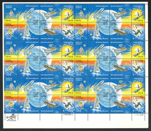 United States | Space Achievement Sheet of Forty-Eight 18-Cent United States Postage Stamps Issued 1981 Multicolored Stamp Multicolored
