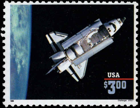 United States | Space Shuttle Challenger Three Dollar United States Priority Mail Postage Stamp Issued 1995 Multicolored Stamp Multicolored