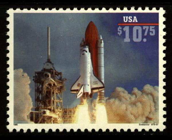 United States | Space Shuttle Endeavor United States Express Mail Postage Stamp Issued 1995 Multicolor Stamp Multicolor