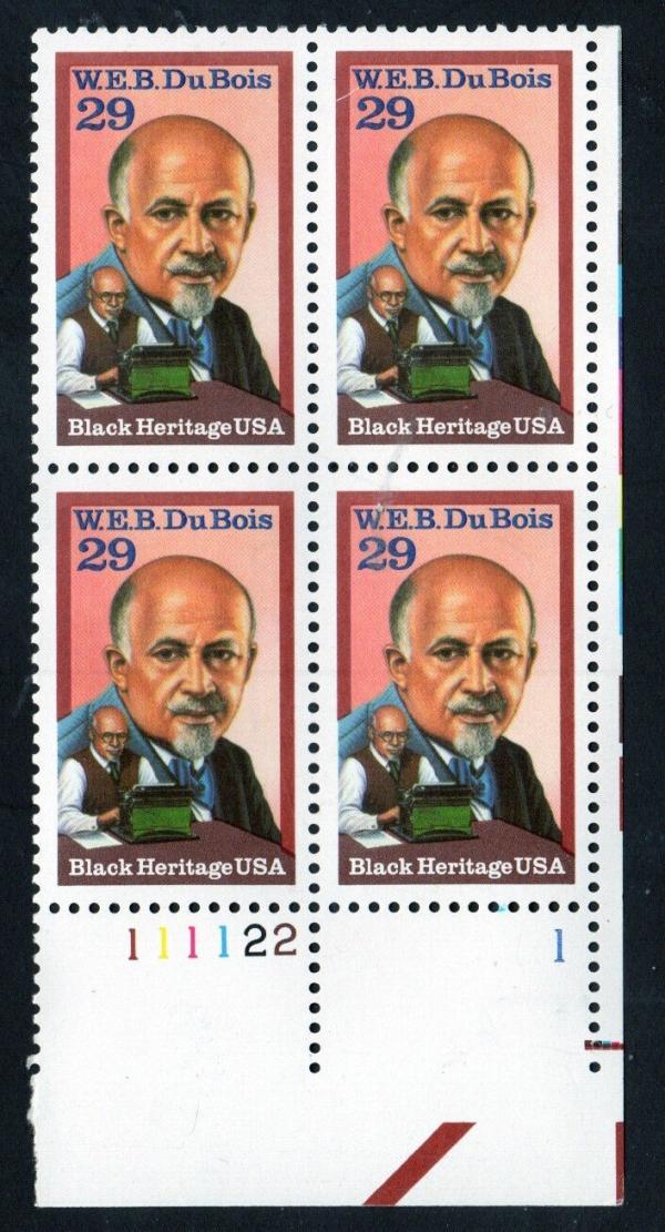United States | W E B Du Bois Black Heritage Plate Block of Four 29-Cent United States Postage Stamps Issued 1992 Multicolored Stamp Multicolored