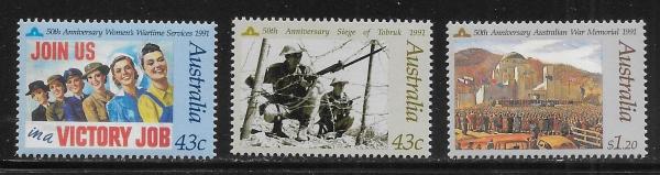Australia and Oceania | WWII 50th Anniversary Set of 3 Australia Postage Stamps Issued 1991 Mint Never Hinged Multicolor Australia & Oceania Australia & Oceania