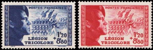 Europe | Legion Tricolore Set of Two France Postage Stamps Issued 1942 Europe Europe