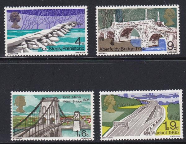 Britain and Ireland | 1968 British Bridges Set of Four Great Britain Postage Stamps Mint Never Hinged Multicolor Britain & Ireland Britain & Ireland