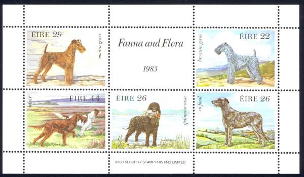 Britain and Ireland | 1983 Irish Dog Breeds Souvenir Sheet of Five Ireland Postage Stamps Mint Never Hinged Multicolor Britain & Ireland Britain & Ireland