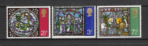 Britain and Ireland | Christmas 1971 Stained-glass Windows Set of 3 Great Britain Mint Postage Stamps Multicolor Britain & Ireland Britain & Ireland