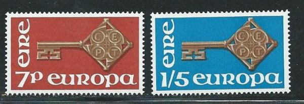 Britain and Ireland | Europa Set of Two Ireland Postage Stamps Issued 1968 Multicolor Britain & Ireland Britain & Ireland