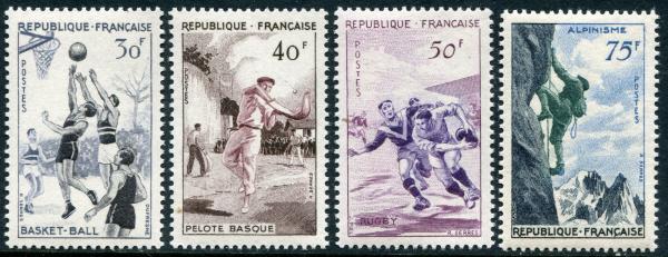 Europe | Sports Set of Four France Postage Stamps Issued 1956 Multicolor Europe Europe