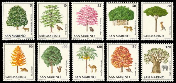Europe | Trees Set of Ten San Marino Postage Stamps Issued 1979 Multicolor Europe Europe