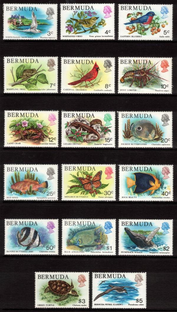 Central & South America | Wildlife Set of Seventeen Bermuda Postage Stamps Issued 1978-79 Multicolor Central & South America Central & South America