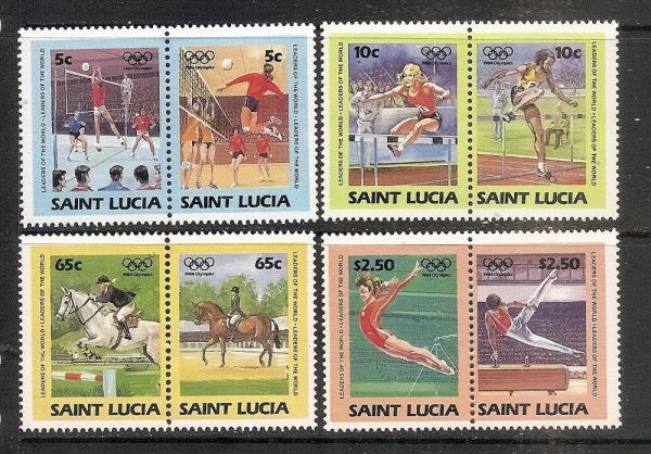 Central & South America | 1984 Summer Olympics Set of 8 St Lucia Postage Stamps Mint Never Hinged Multicolor Central & South America Central & South America