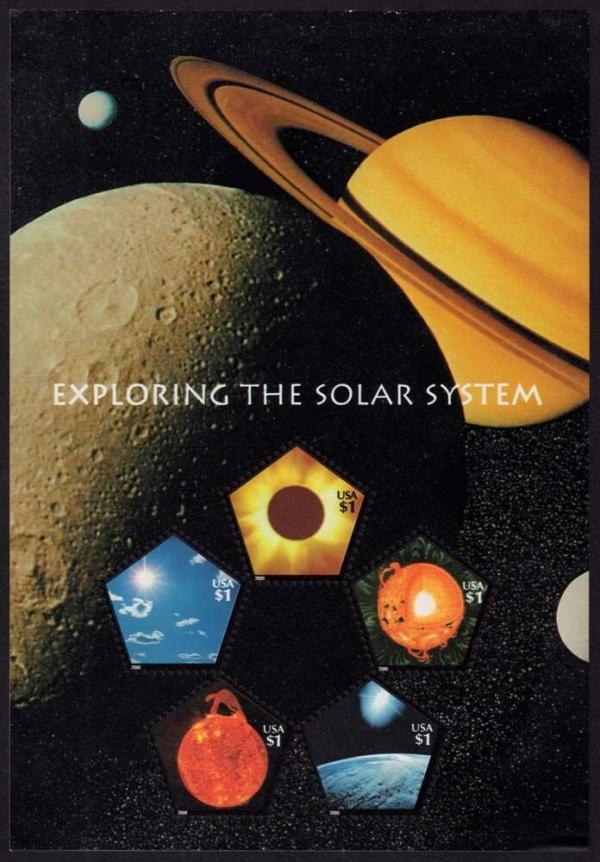 United States | Exploring The Solar System Souvenir Sheet of Five United States Postage Stamps Issued 2000 Multicolored